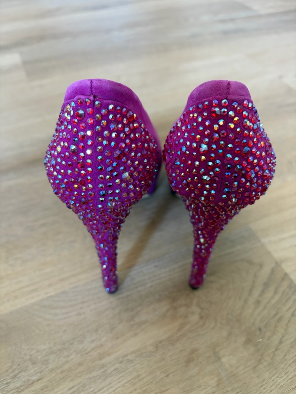 Brian Atwood Platform Peep-Toe Heels with Crystal Accents - Picture 3 of 7